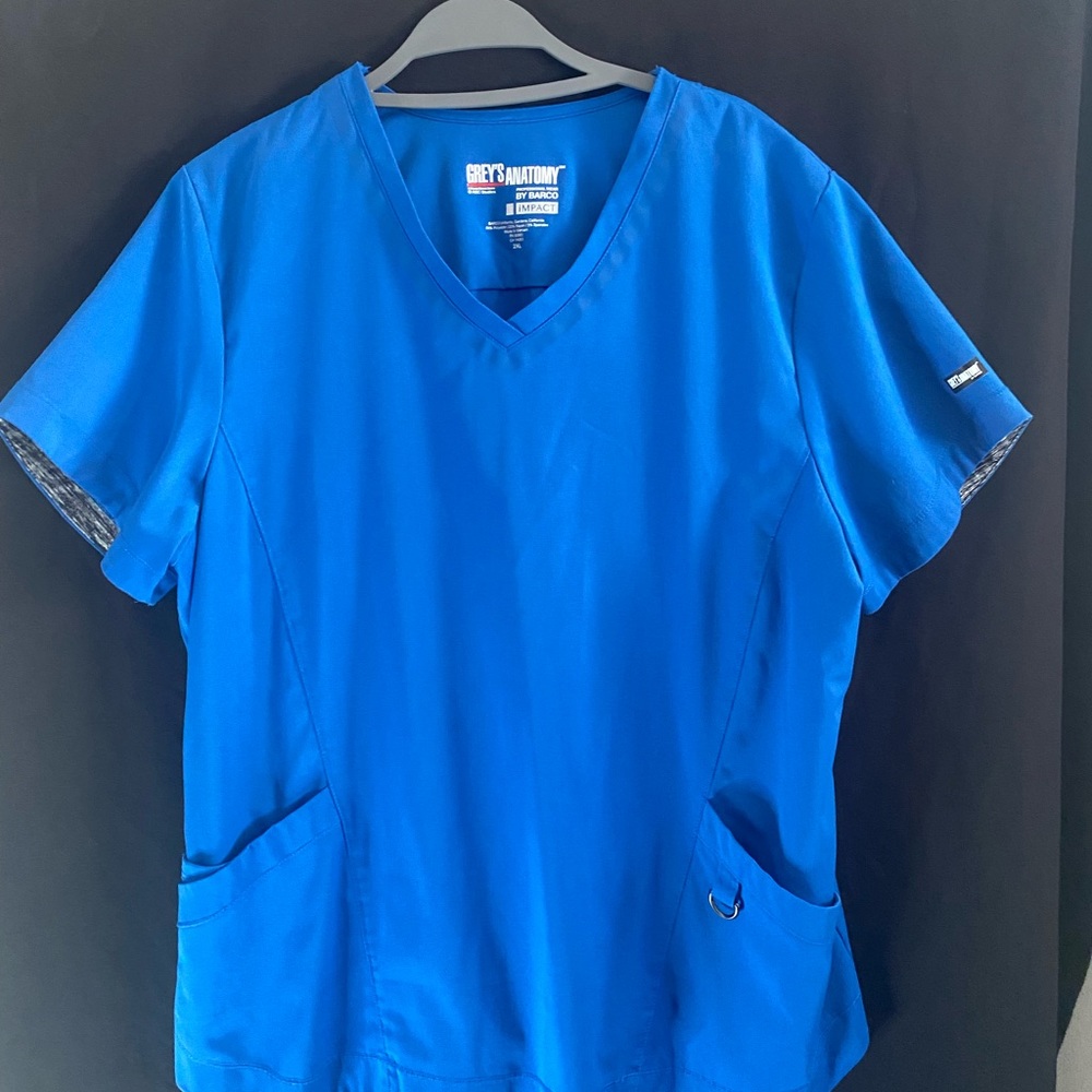 Womens Greys Anatomy Royal Blue Scrubs top 2x pants xl